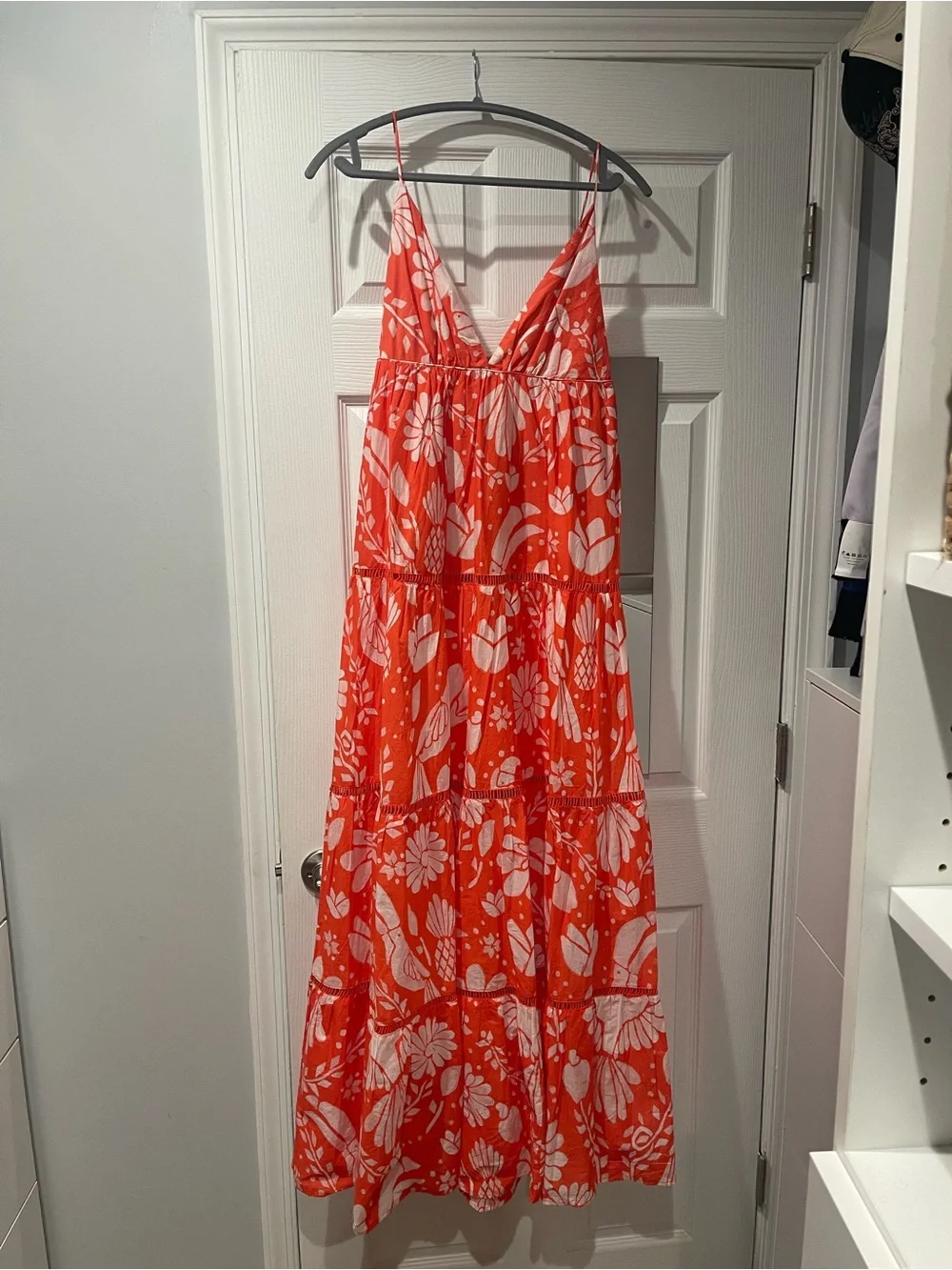 FARM Rio Neon Orange Tropical Maxi Dress